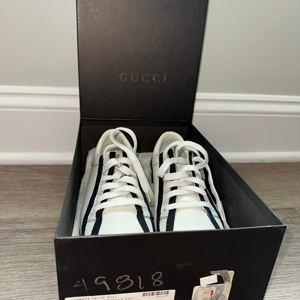 Gucci Black and White Lace-Up Sneakers